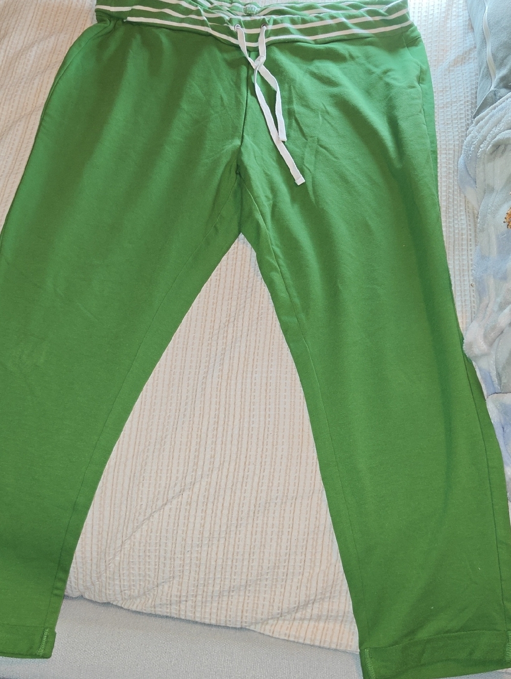 Soho Green Track Pants with White Stripe Waist